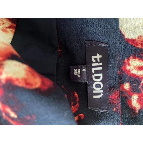 Tildon Navy Blue Floral Boho Flowy Wide Leg Side Zip Pant 4 - Picture 6 of 8